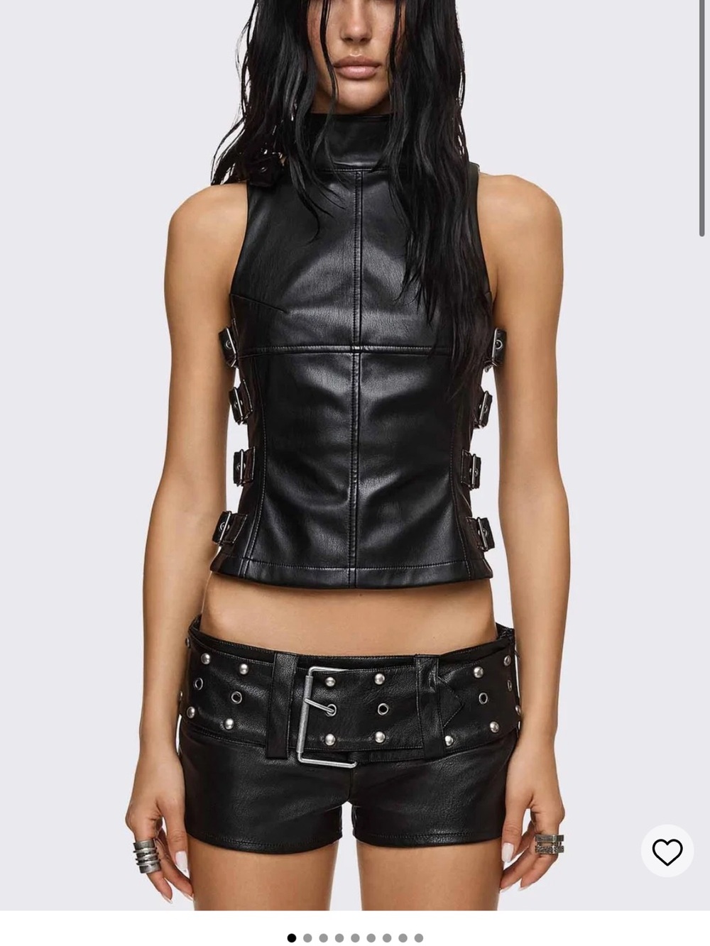 Minga Black Leather Top